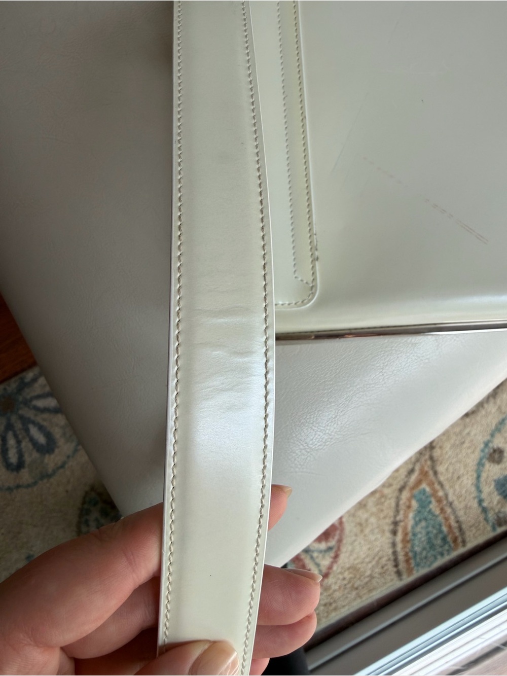 Vintage Salvatore Ferragamo Pearl White Patent Leather Shoulder Bag Authentic - Picture 9 of 11